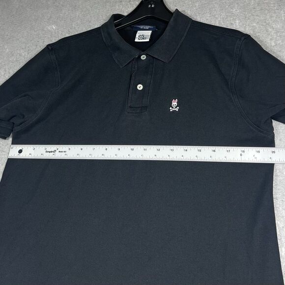 Psycho Bunny Polo Shirt Mens Size 6 Large Black Pima Cotton Embroidered Golf - Picture 6 of 11